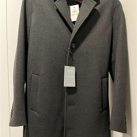 Cole Haan Stretch-Wool Topcoat Men's Small New Black - Picture 3 of 7